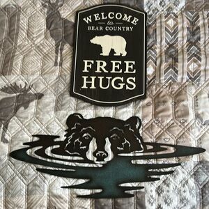 One Metal & One Wood Bear Plaque